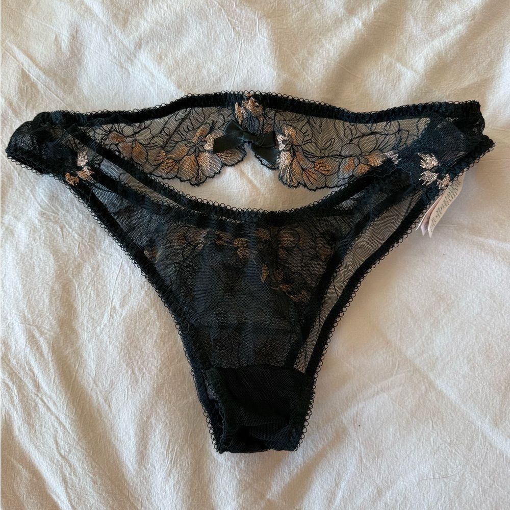 Agent Provocateur Laleh Black Bronze Floral Lace Brief Panty AP 4 M L Rare